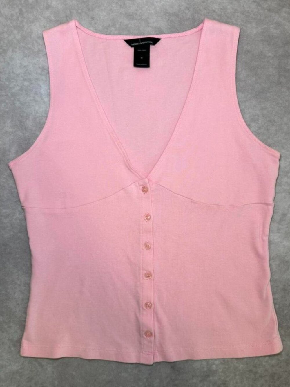 MODA INTERNATIONAL Pink Button Front Tank Top Size M